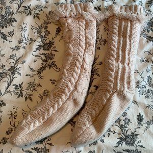 Thick Cozy Light Pink Knee-High Socks Size 7